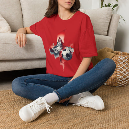 Soccer Switzerland Flag T-Shirt — Alpine Wolf & Football Graphic Tee