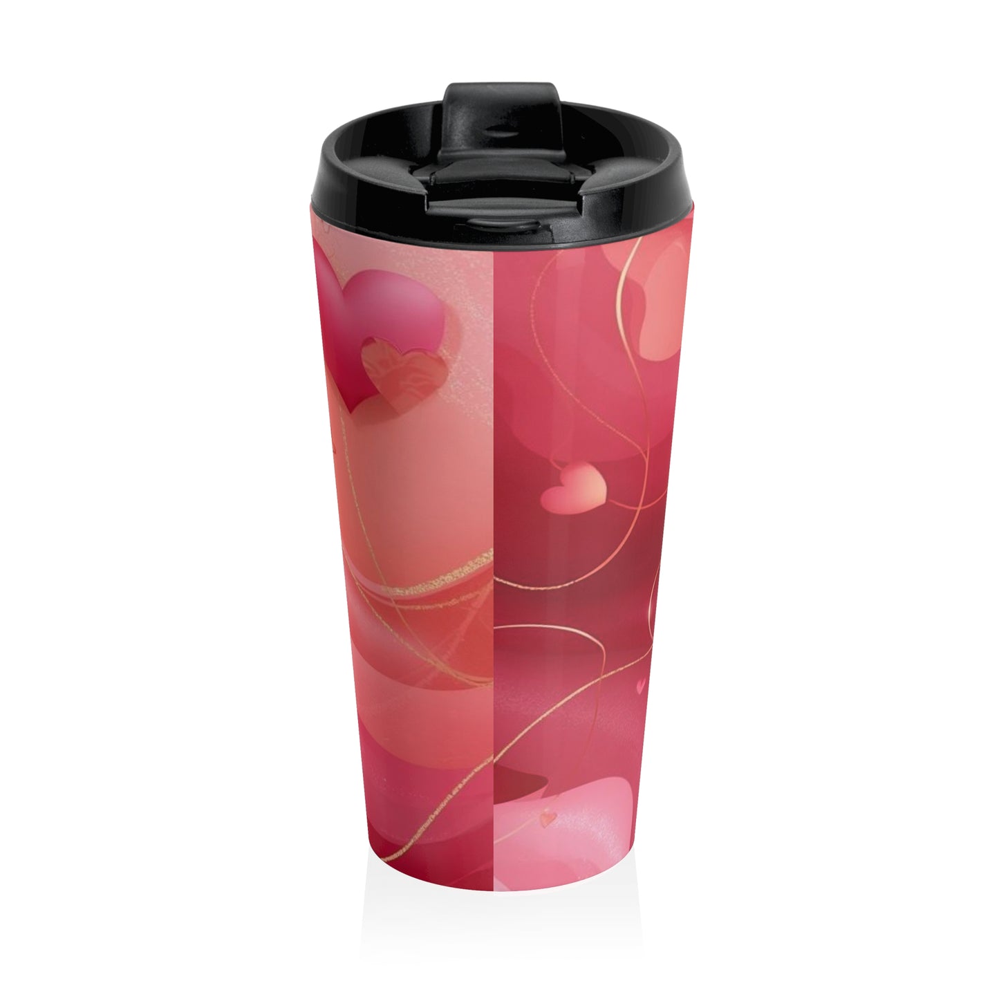 Valentine Heart Stainless Steel Travel Mug — Pink Romantic Insulated Tumbler