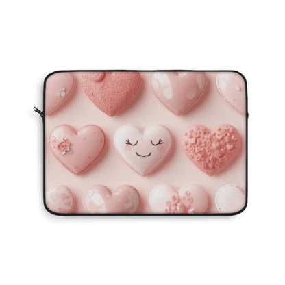 Heart Pattern Laptop Sleeve — Cute Pink Kawaii Hearts Valentine’s Laptop Case