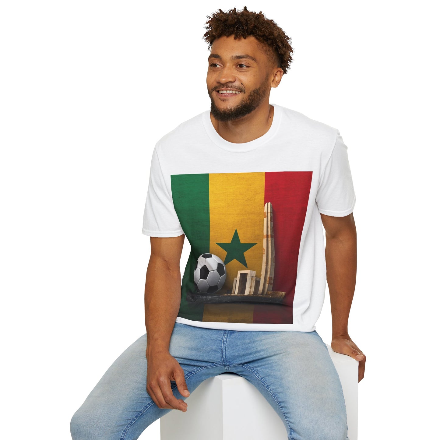 Senegal Flag Soccer T-Shirt – Dakar Skyline & Football Graphic Tee