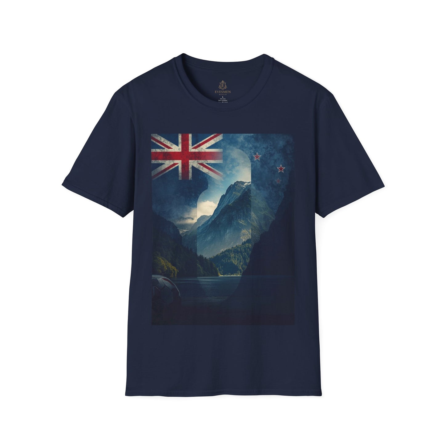 New Zealand Flag Mountain T-Shirt Cinematic Landscape Soccer Graphic Tee
