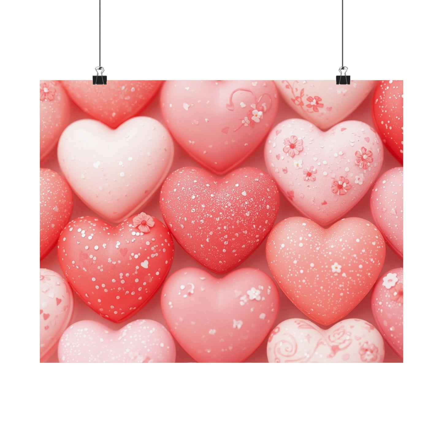 Valentine Pink Heart Pattern Matte Poster — Romantic Wall Art