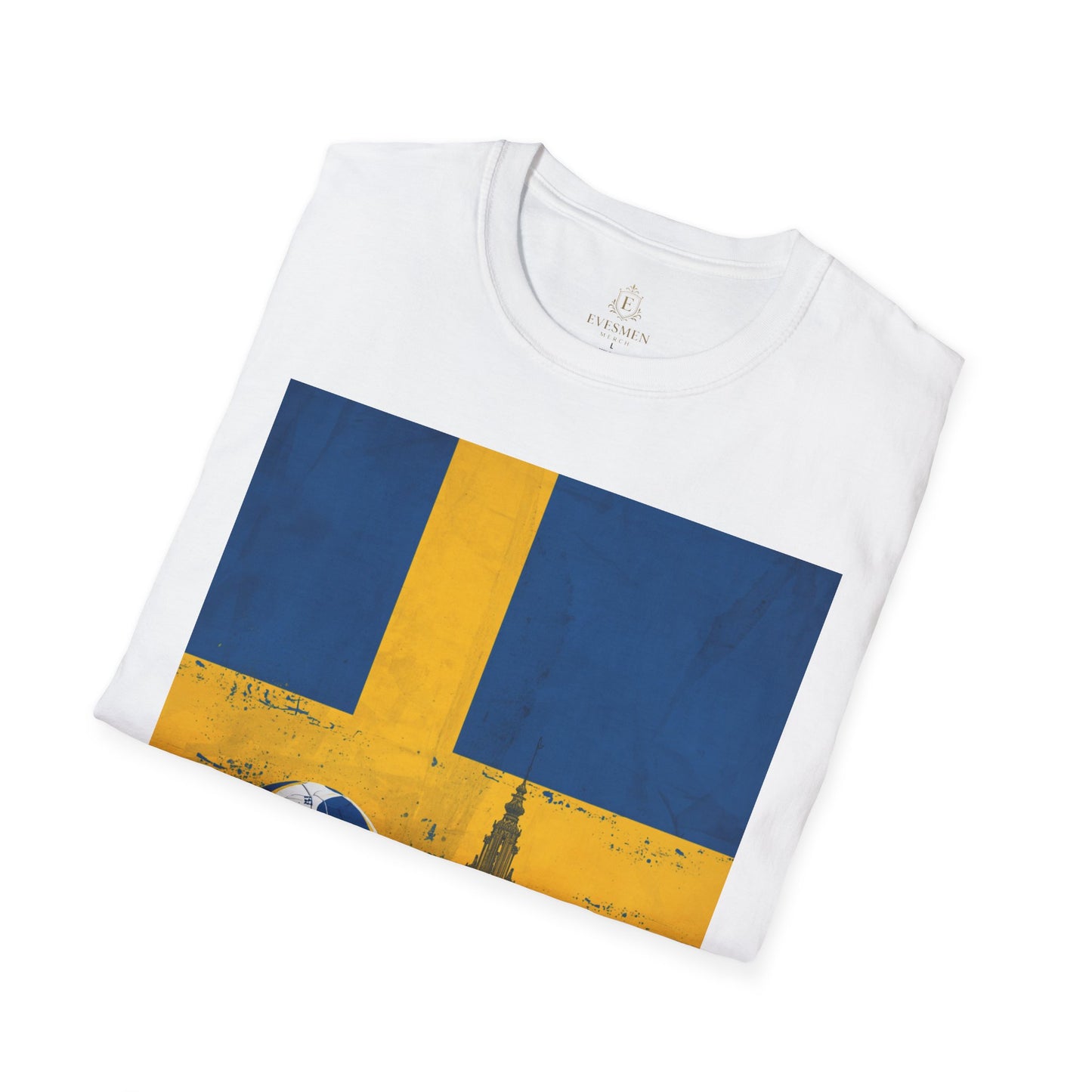 Sweden Flag Soccer T-Shirt — Distressed Swedish Flag Football Tee
