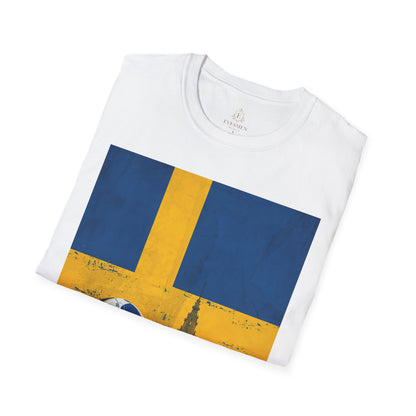 Sweden Flag Soccer T-Shirt — Distressed Swedish Flag Football Tee