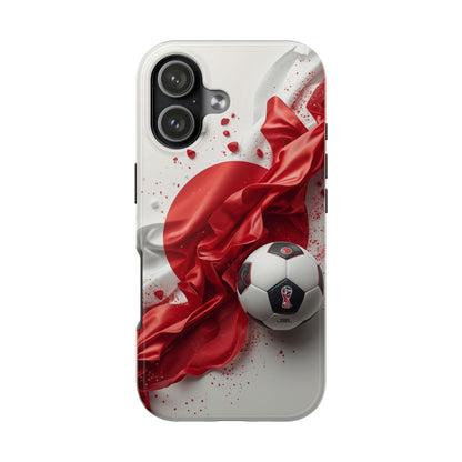 Red Satin Japan Flag Soccer Ball Design Phone Protective Case