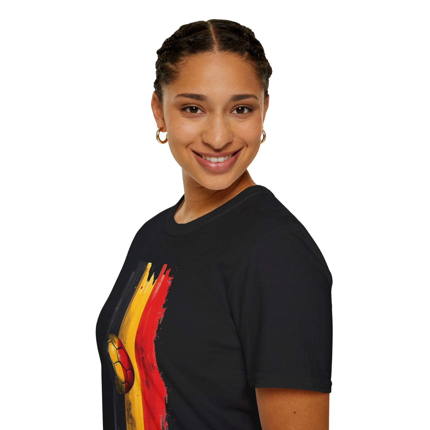 Belgium Football Flag Brushstroke Tee Red Devils Soccer Graphic T-Shirt