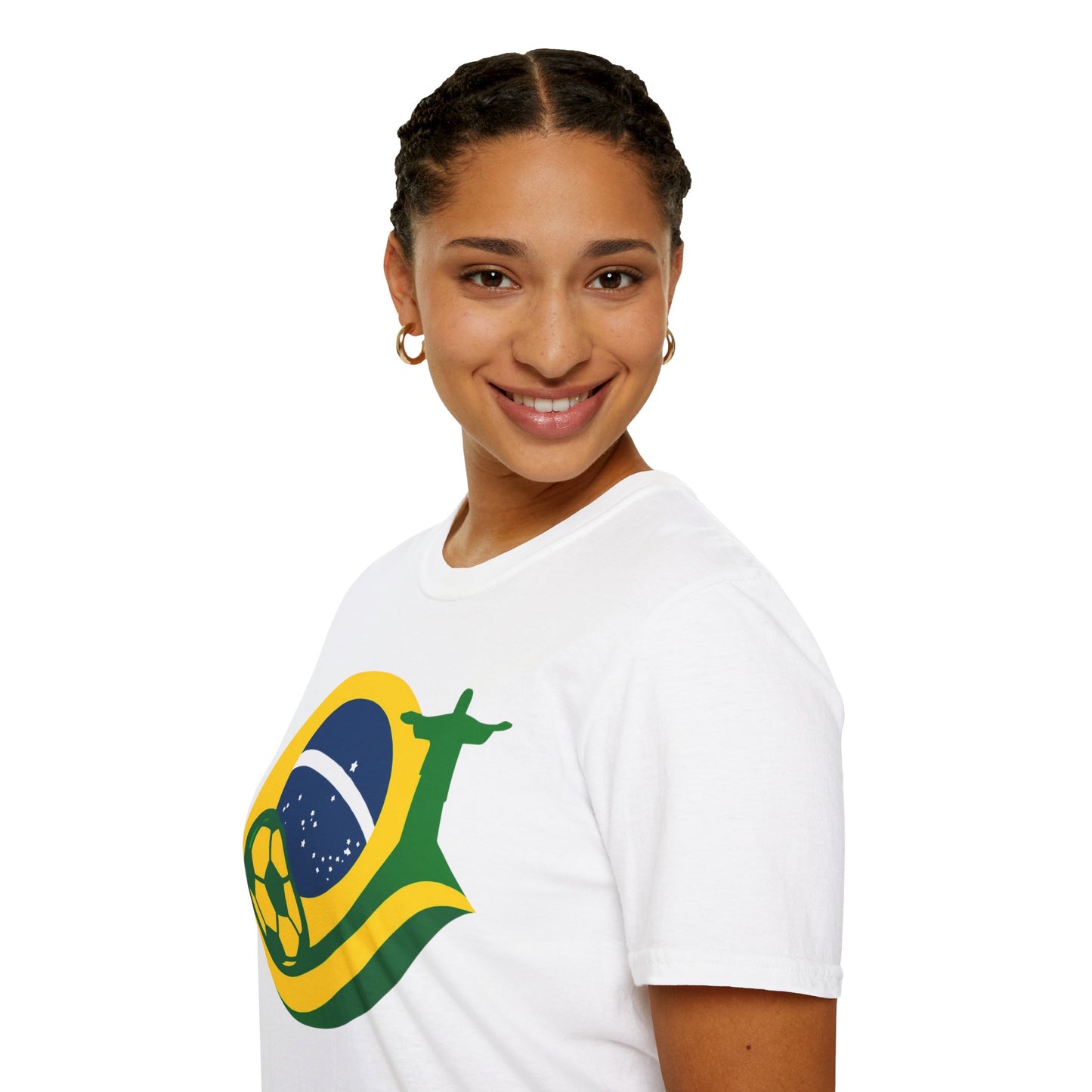 Brazil Soccer T-Shirt – Brazilian Flag, Christ the Redeemer & Football Graphic Tee