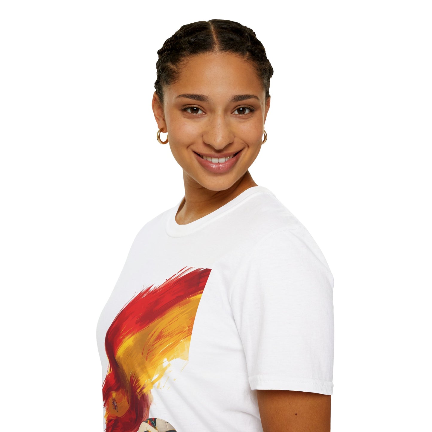 Spain Football Flag Brushstroke T-Shirt Abstract La Roja Soccer Design Tee