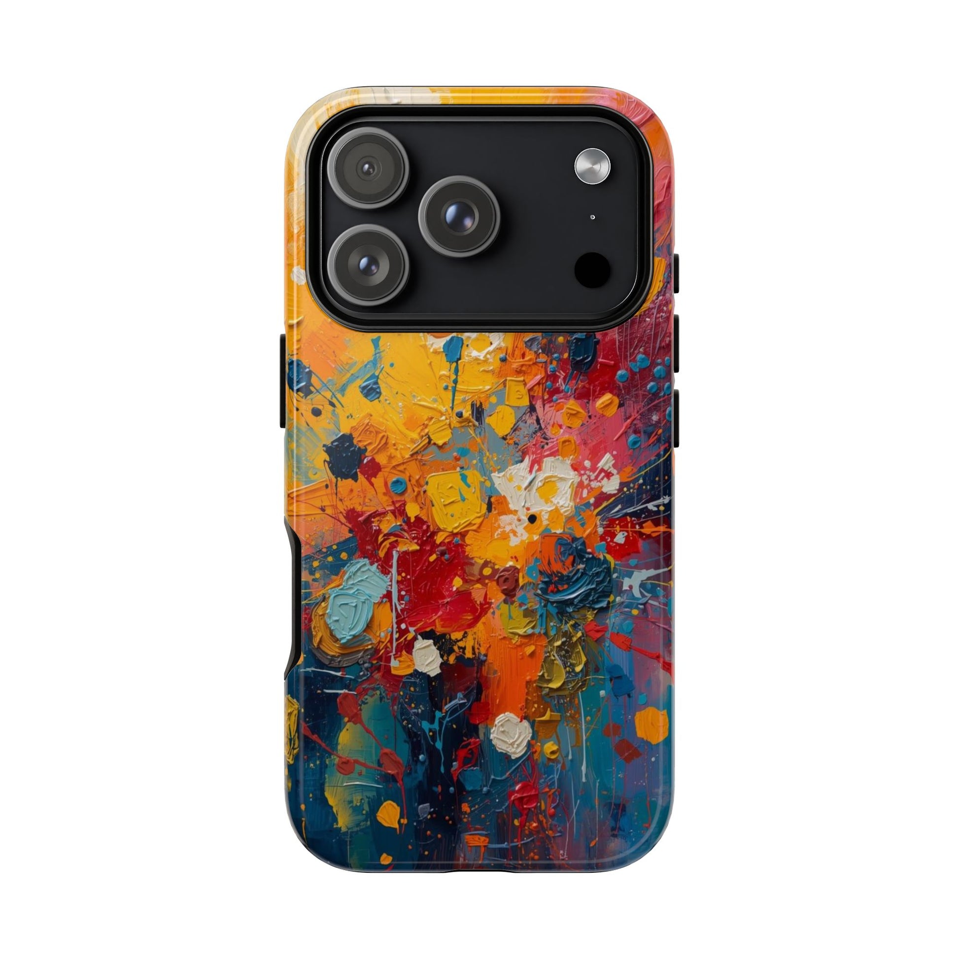 Colorful abstract phone case on a white background