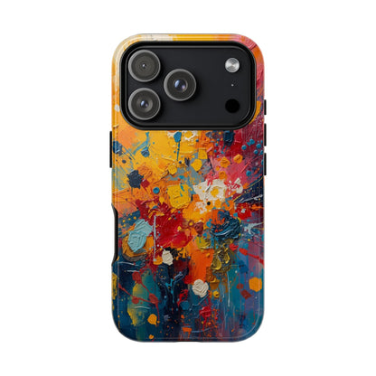 Colorful abstract phone case on a white background