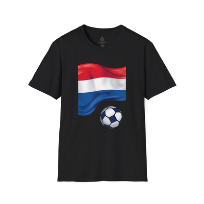 Netherlands Waving Flag Soccer Tee Clean Minimalist Oranje Football Fan T-Shirt
