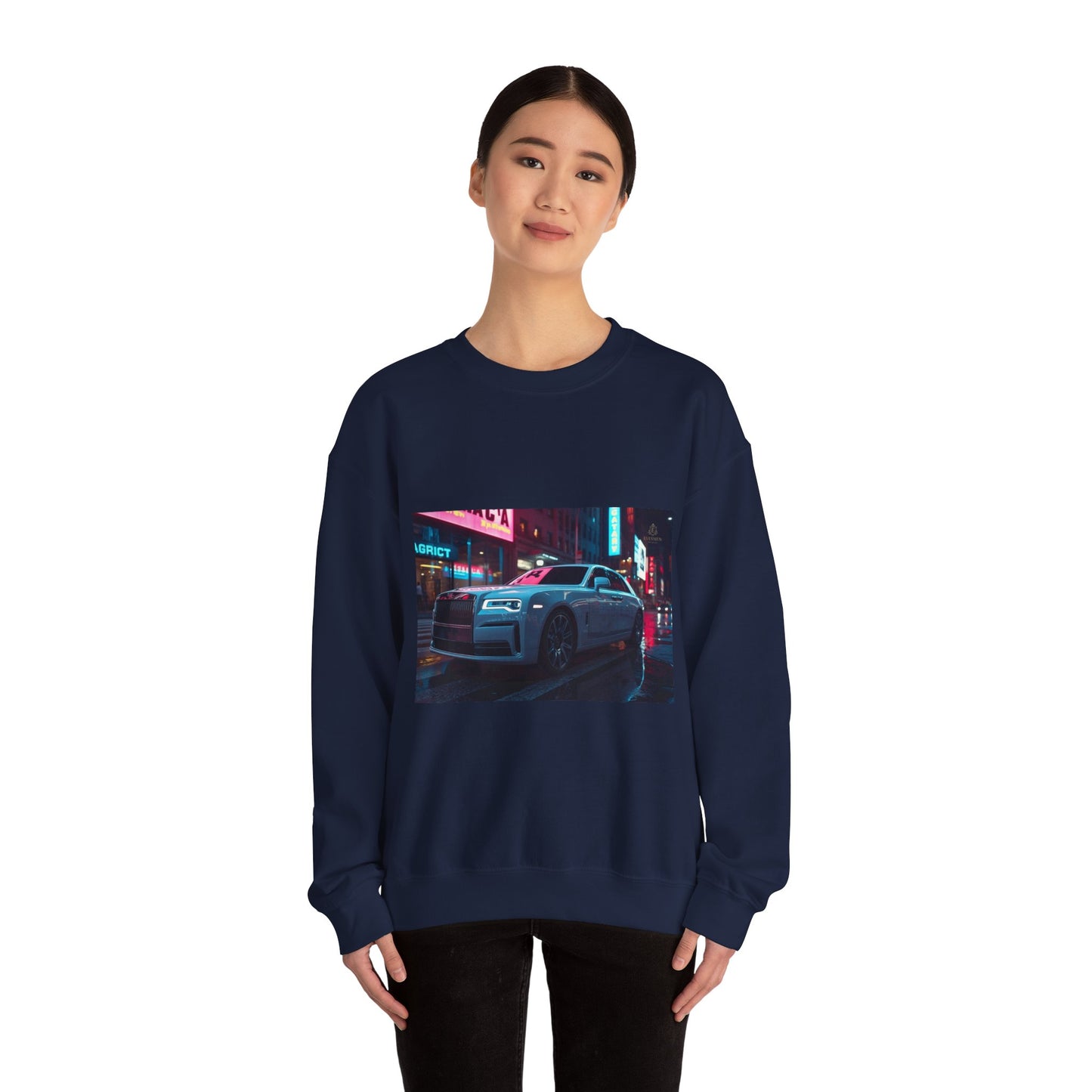 Retro Neon City Car Sweatshirt — Vintage Sports Coupe Crewneck