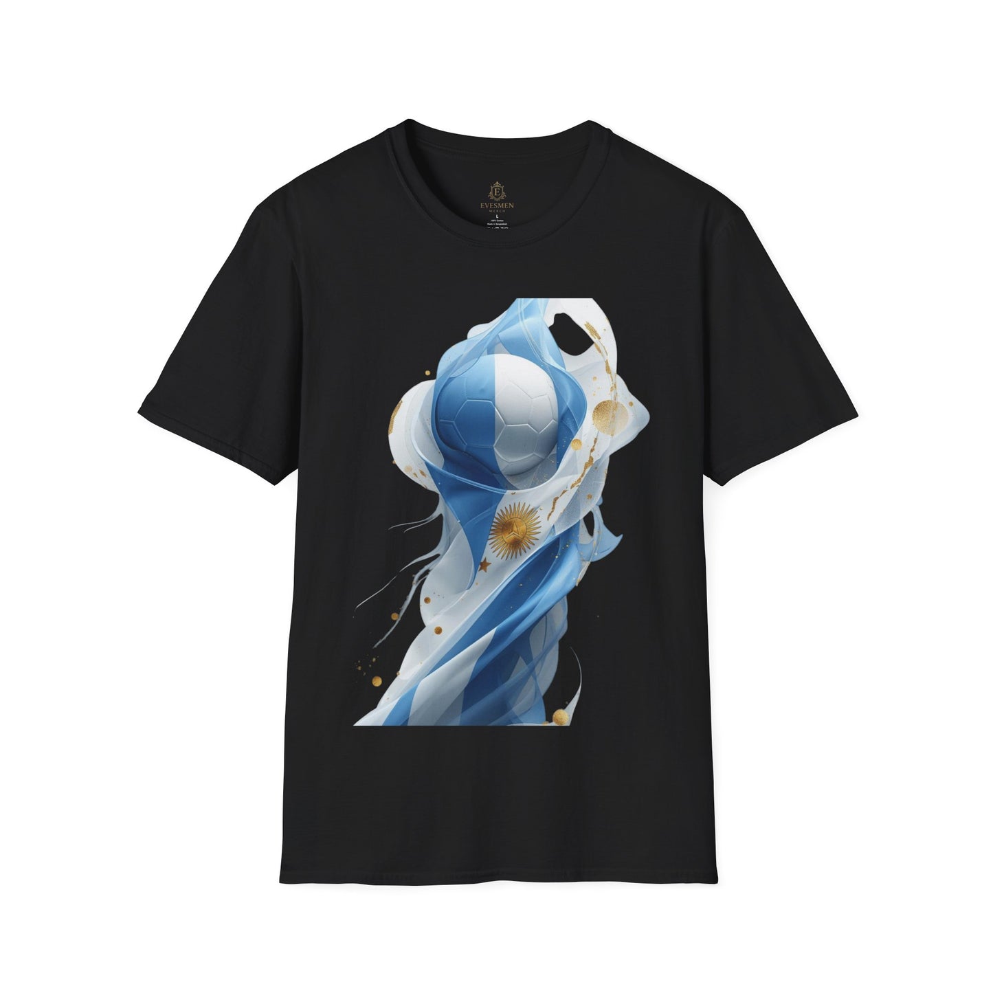 Dynamic Argentina Soccer Match Day T-Shirt — Modern Fluid Art Graphic Tee