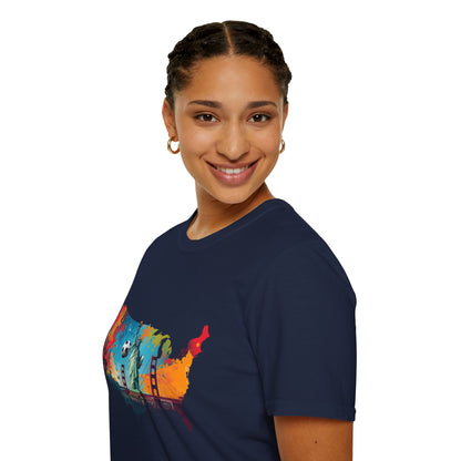 USA Soccer Match Day T-shirt — Colorful Map Graphic Tee
