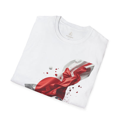 Japan Football Rising Sun T‑Shirt — Dynamic Red & White Silk Ribbon Design Tee