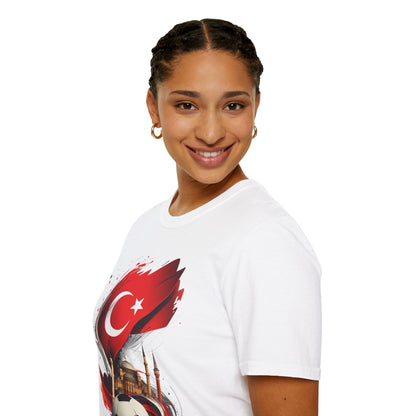 Turkey Soccer T-Shirt — Turkish Flag, Mosque & Football Design Tee