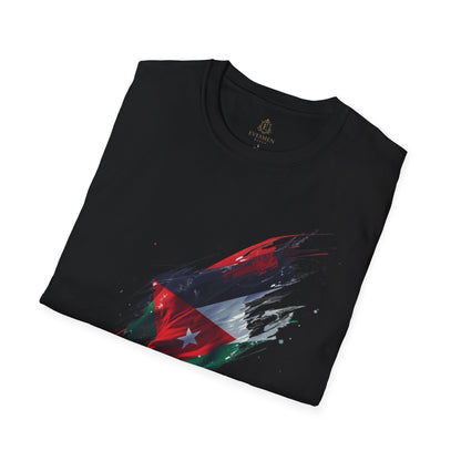 Jordan Flag Soccer T‑Shirt – Stylized Brushstroke Football Design Tee