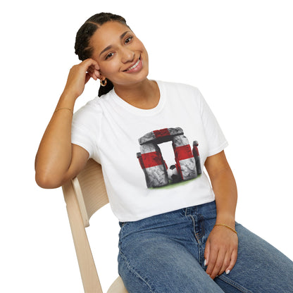 England Flag Stonehenge Football T-Shirt Three Lions Soccer Ancient Monument Tee