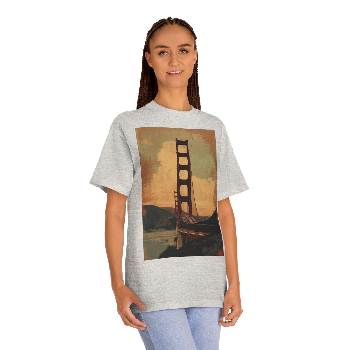Golden Gate Bridge Art Print T-Shirt Vintage-Styled Classic Tee