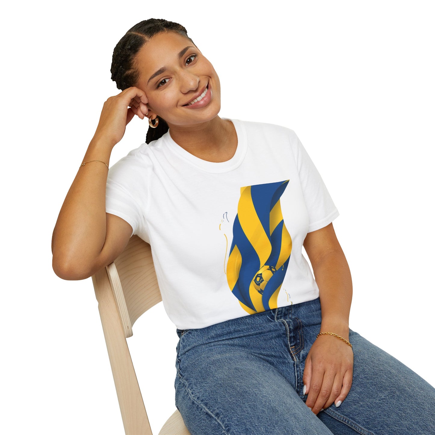 Sweden Football Flag T‑Shirt Abstract Minimalist Blue & Yellow Graphic Tee