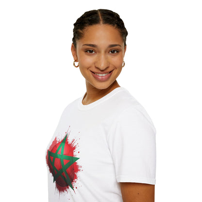 Morocco Football Flag Graphic T-Shirt – Moroccan Star Soccer Ball Design Tee