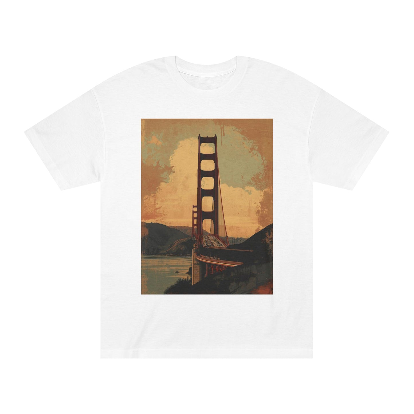 Golden Gate Bridge Art Print T-Shirt Vintage-Styled Classic Tee