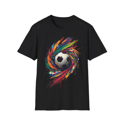 Color Splash Soccer Match Day T-Shirt — Vibrant Swirl Tee