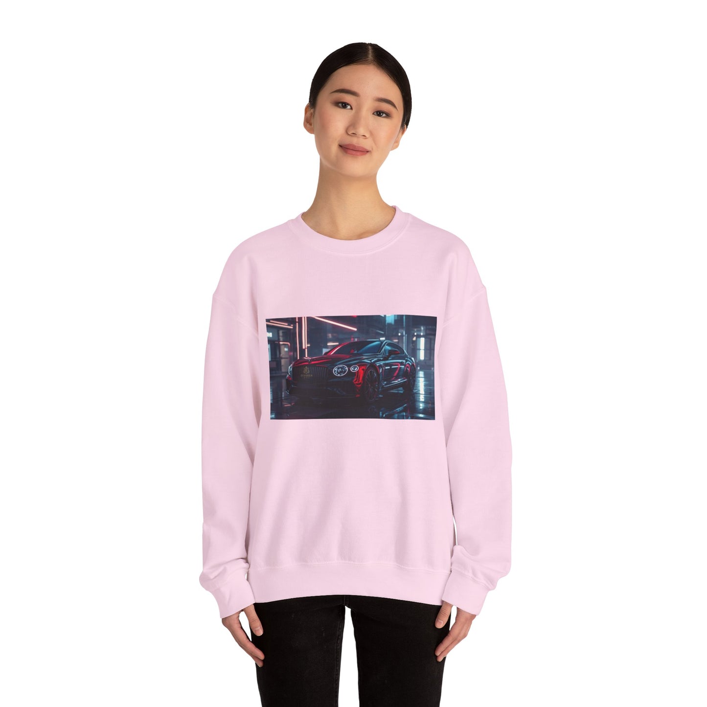 Racing Night Crewneck Sweatshirt – Neon Cyberpunk Sports Car Graphic