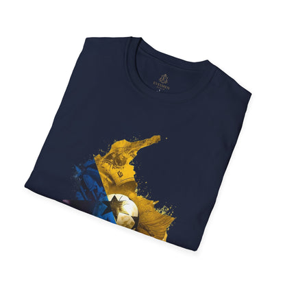 Colombia Map Skyline Football T-Shirt — Watercolor Grunge Soccer Design Tee