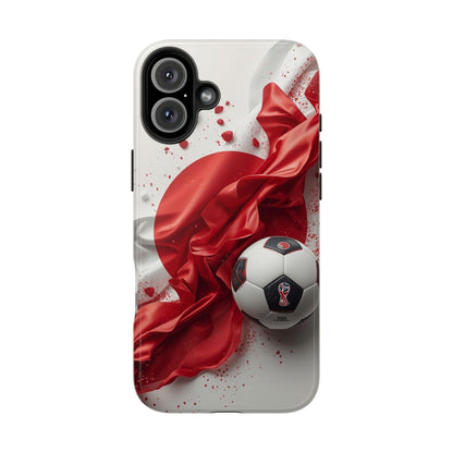 Red Satin Japan Flag Soccer Ball Design Phone Protective Case