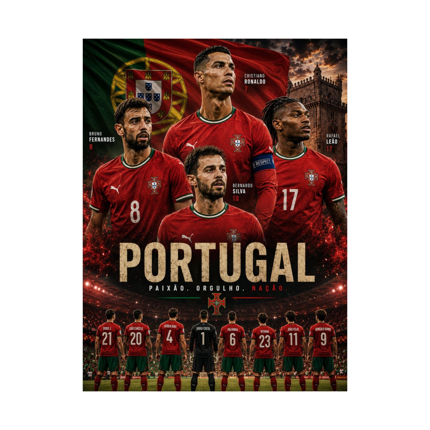 Portugal Soccer "Paixão. Orgullo. Nação." Commemorative Wall Art Poster