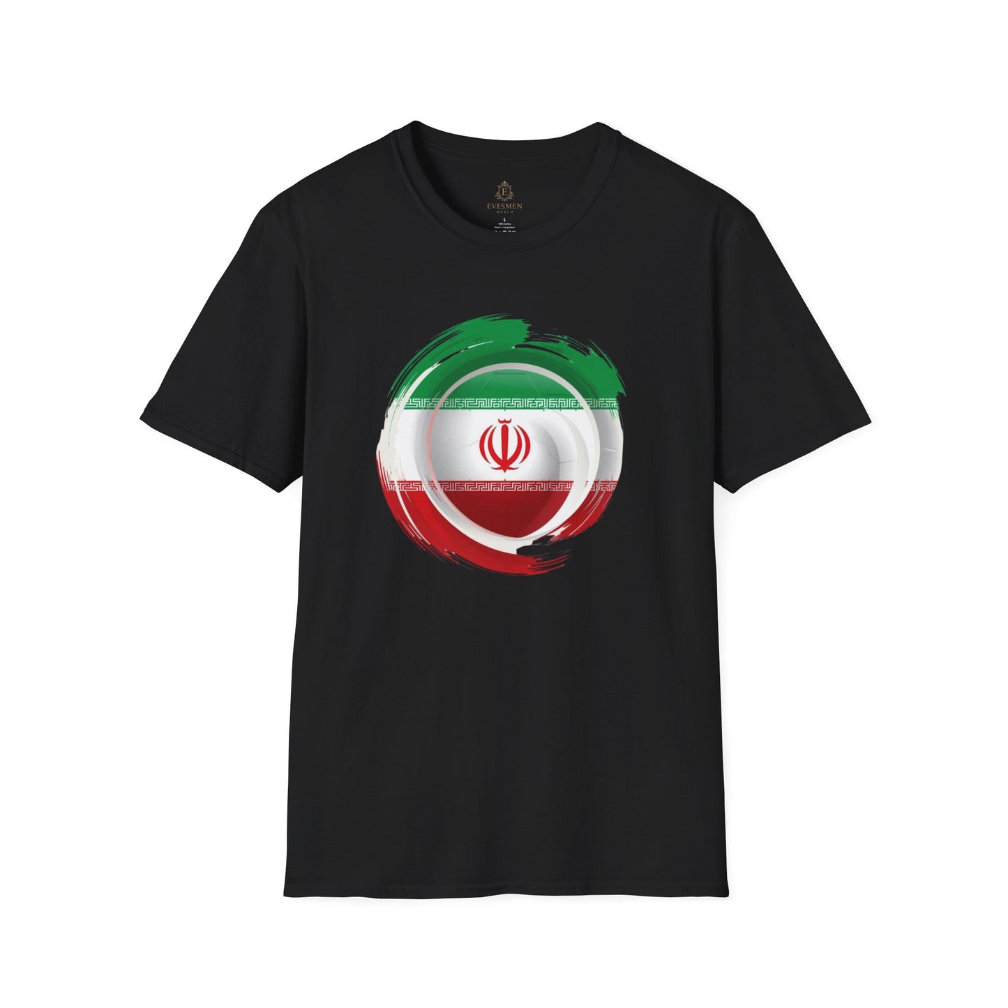 Iran Football Flag Circular Brushstroke T-Shirt Team Melli Soccer Graphic Tee