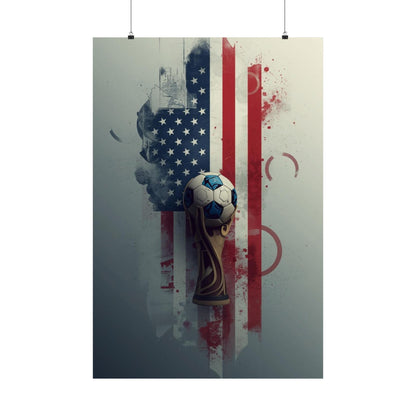 American Soccer 2026 Poster — USA Flag Matte Vertical Art Print