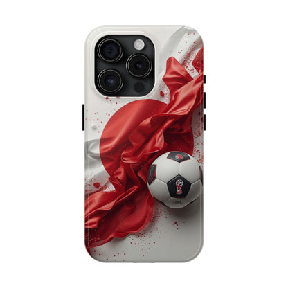 Red Satin Japan Flag Soccer Ball Design Phone Protective Case