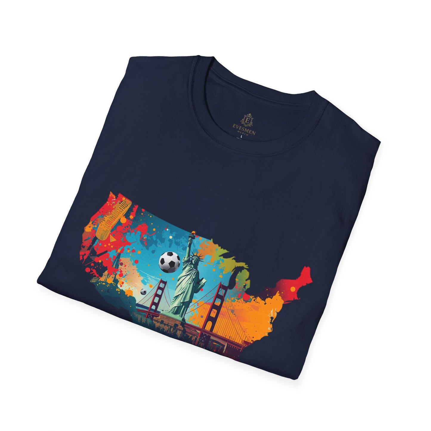 USA Soccer Match Day T-shirt — Colorful Map Graphic Tee
