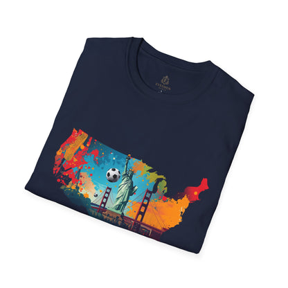USA Soccer Match Day T-shirt — Colorful Map Graphic Tee