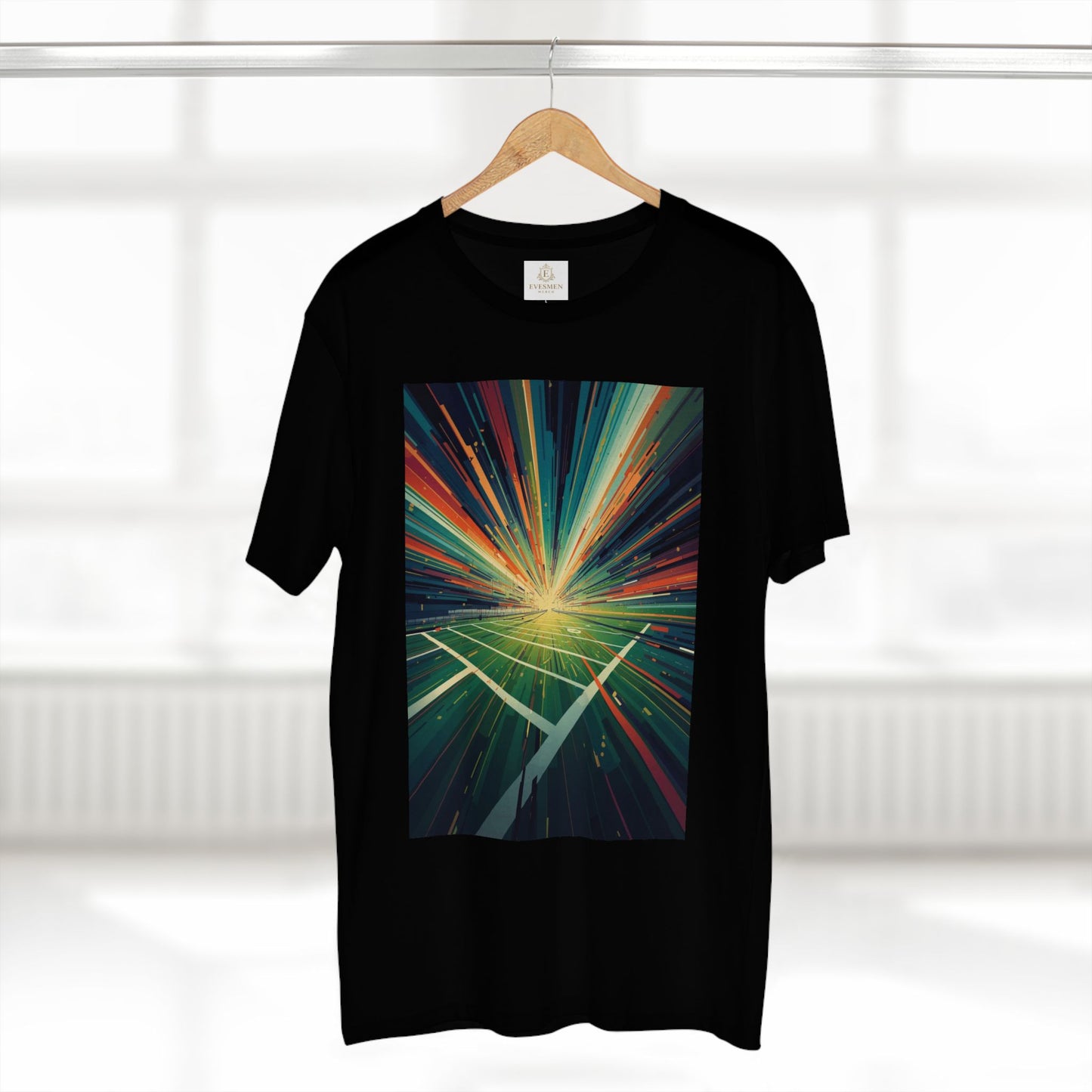 Abstract Light Burst Tee Football Field Graphic T-Shirt