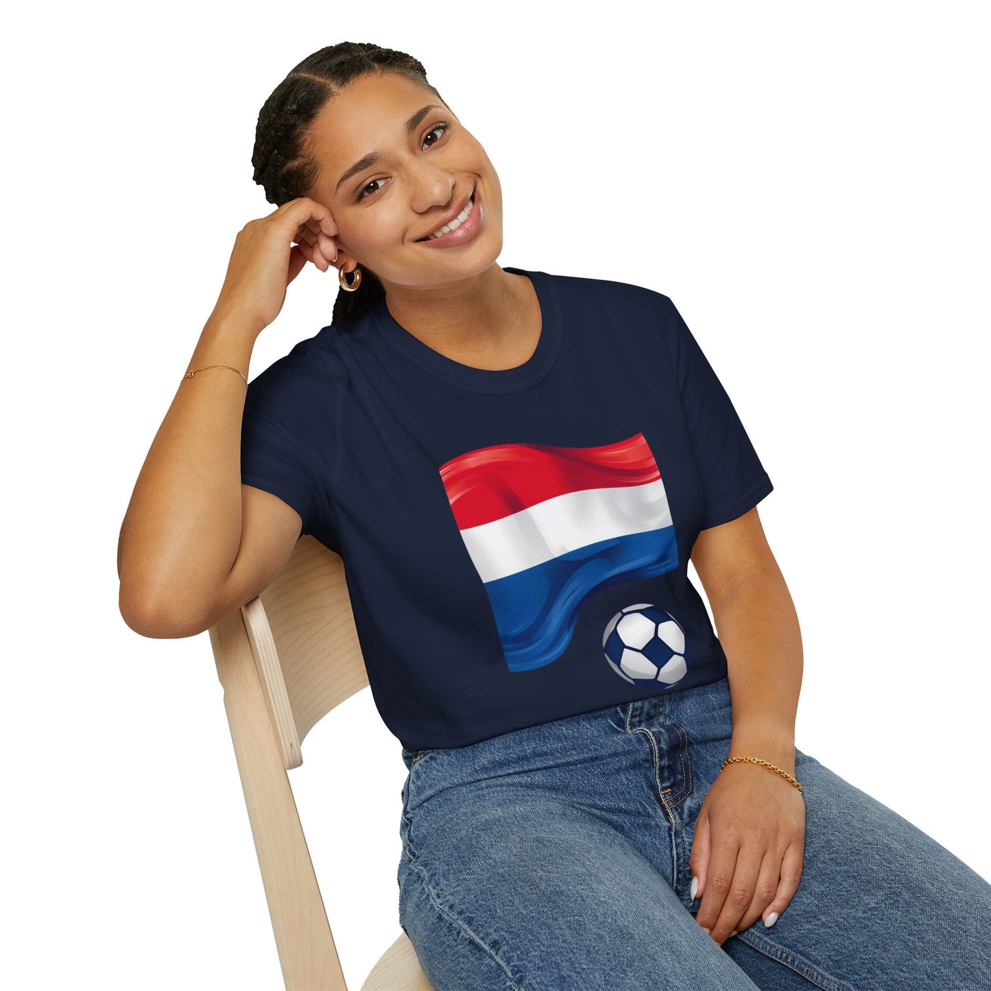 Netherlands Waving Flag Soccer Tee Clean Minimalist Oranje Football Fan T-Shirt