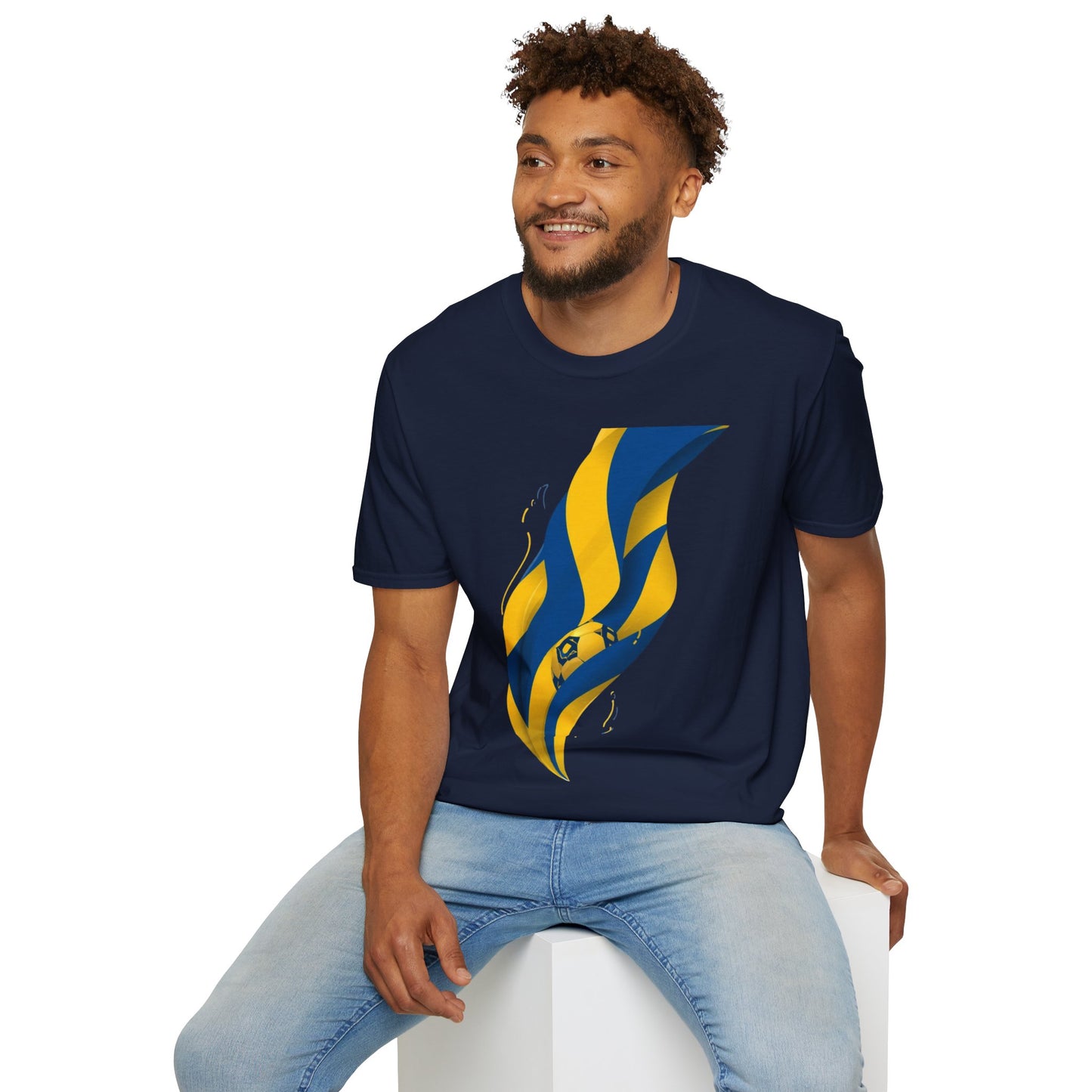 Sweden Football Flag T‑Shirt Abstract Minimalist Blue & Yellow Graphic Tee