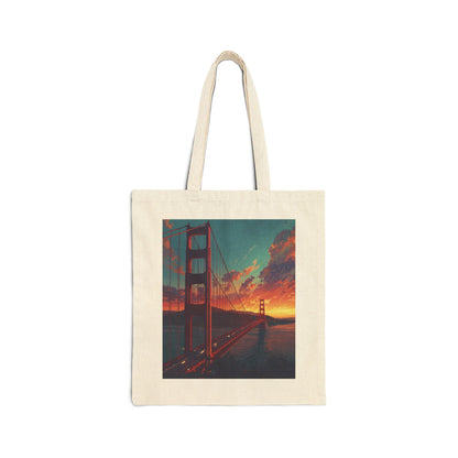 Golden Gate Sunset Tote Bag - San Francisco Canvas Tote