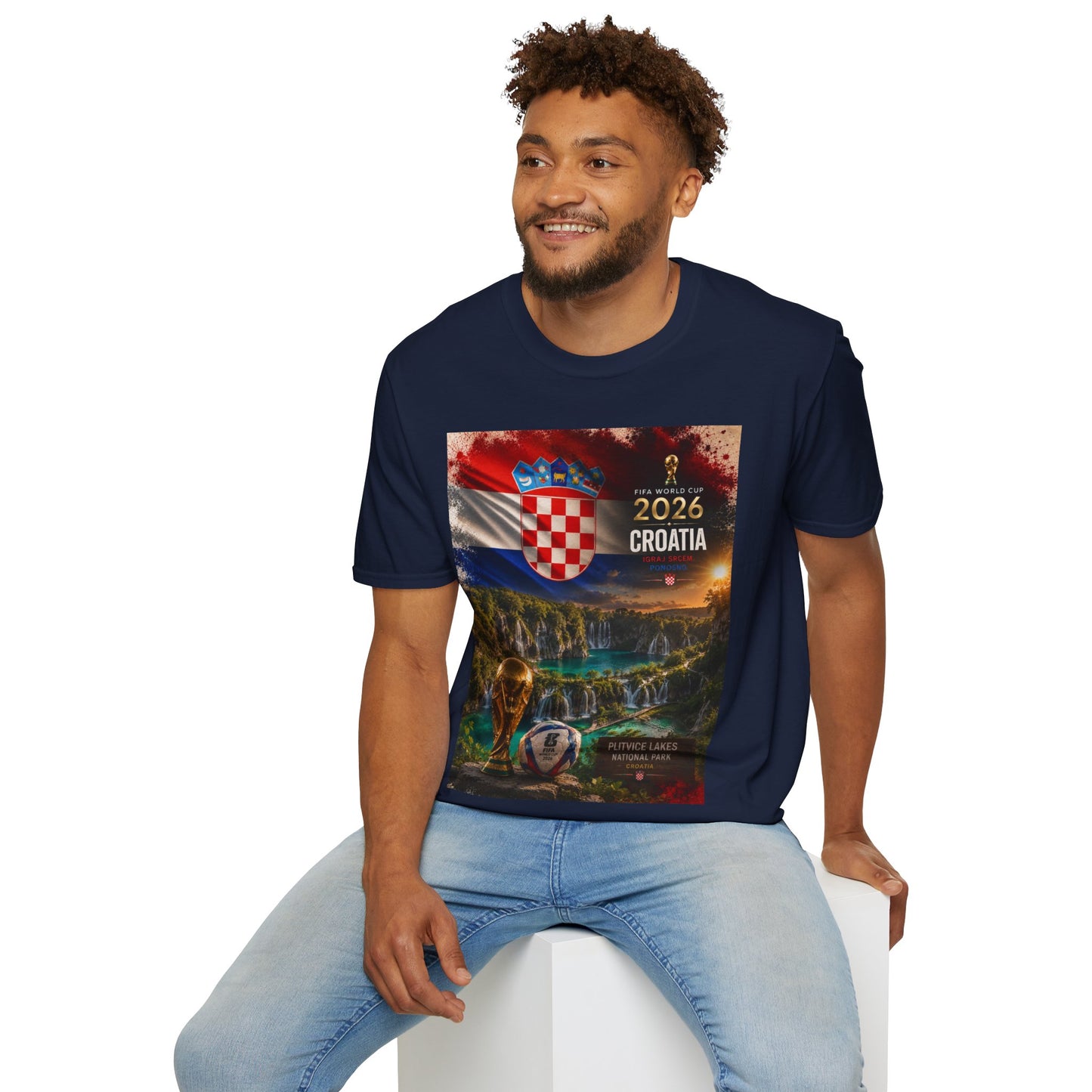 Croatia Football Flag Plitvice Lakes T-Shirt Vatreni Soccer Landscape Tee
