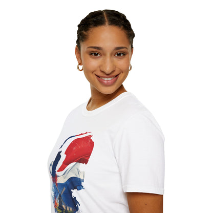 Netherlands Flag Watercolor T-Shirt — Dutch Windmill Scenic Tee