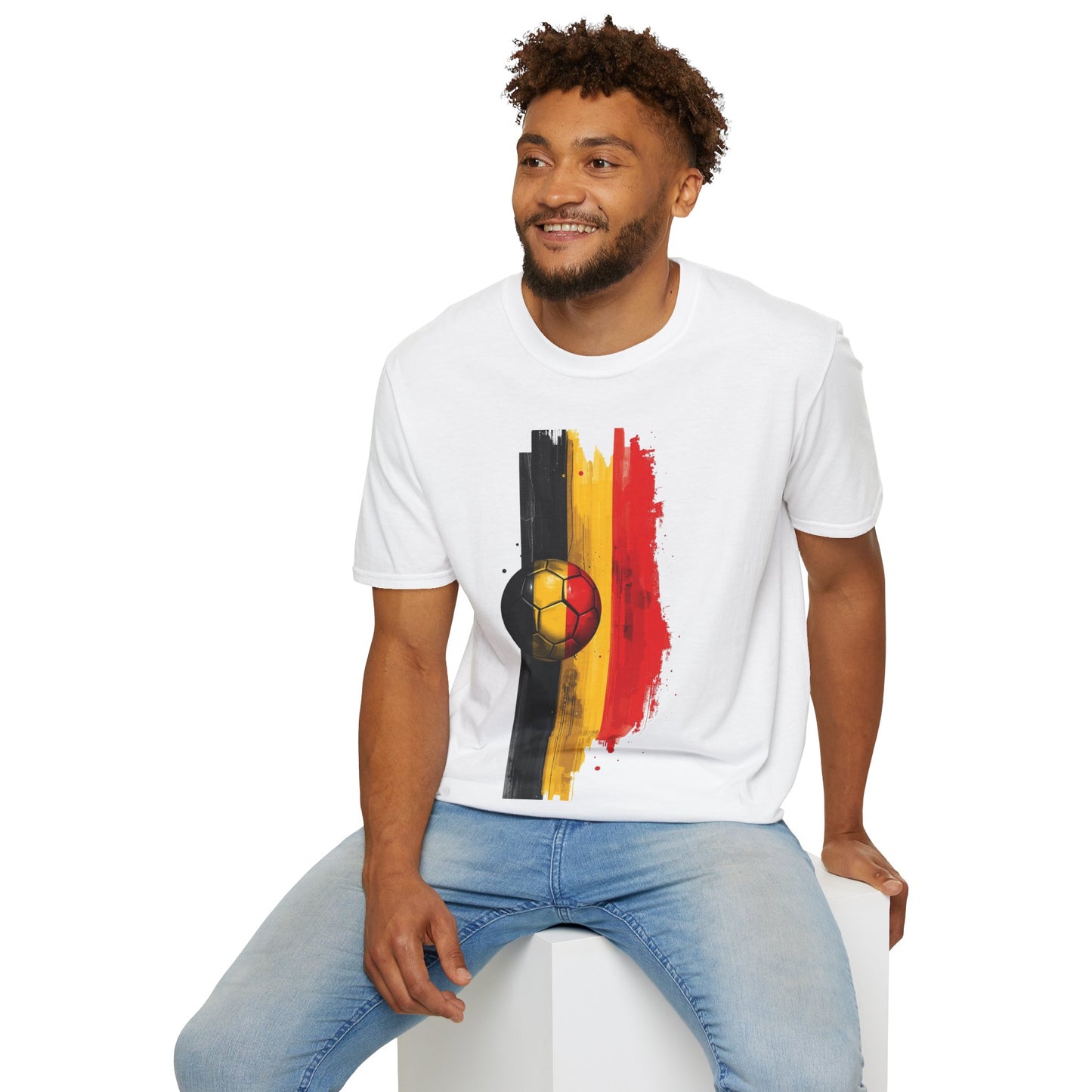 Belgium Football Flag Brushstroke Tee Red Devils Soccer Graphic T-Shirt