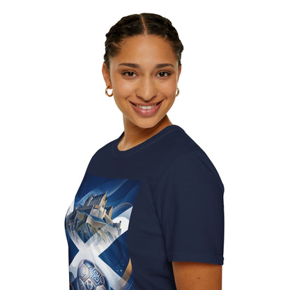 Scotland Soccer Crest T-Shirt — Saltire, Castle & Football Graphic Tee