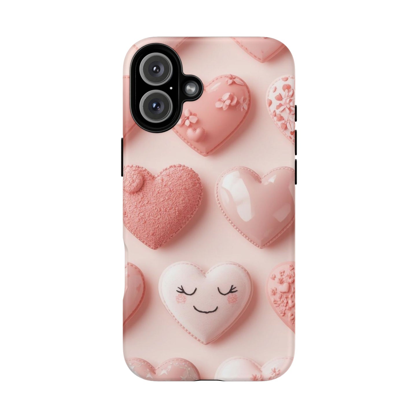 Phone Case — Pink 3D Hearts Cute Valentine Protective Cover