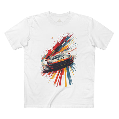 Racing Car Splash T-Shirt Sports Car Graphic Tee for Auto Enthusiasts