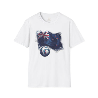 New Zealand Football Flag Sketch Tee All Whites Soccer Graphic T-Shirt