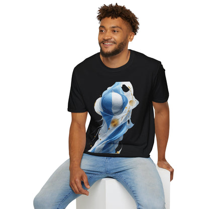 Dynamic Argentina Soccer Match Day T-Shirt — Modern Fluid Art Graphic Tee