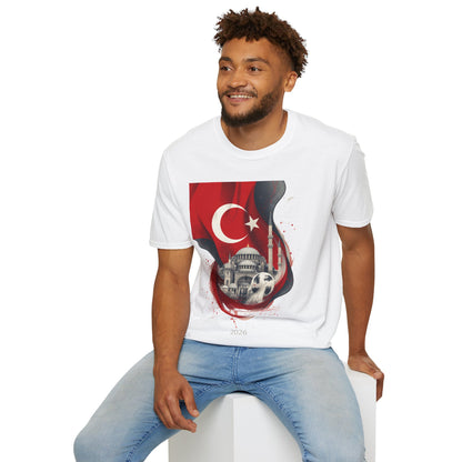 Türkiye Football T-Shirt Turkish Flag & Istanbul Mosque Design Tee