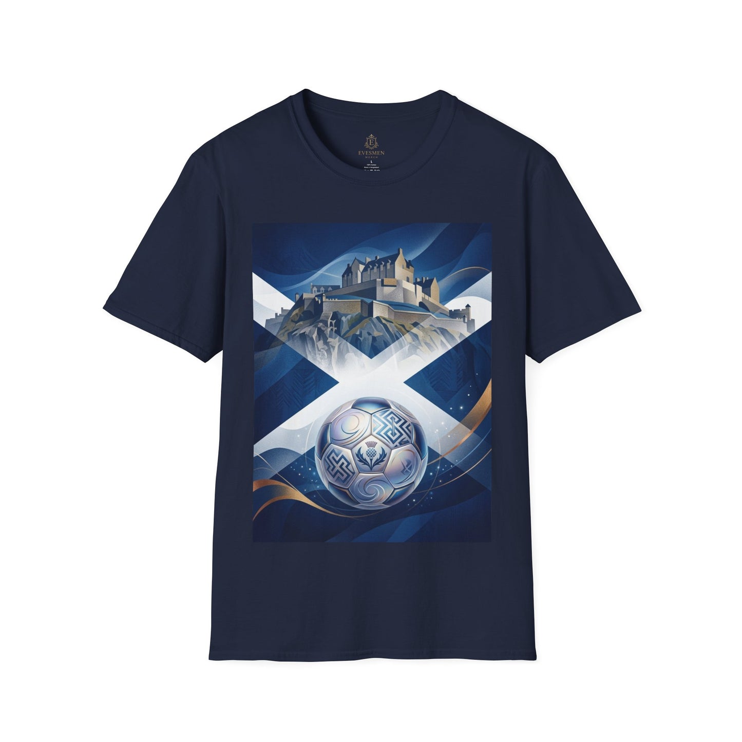 Scotland Soccer Crest T-Shirt — Saltire, Castle & Football Graphic Tee